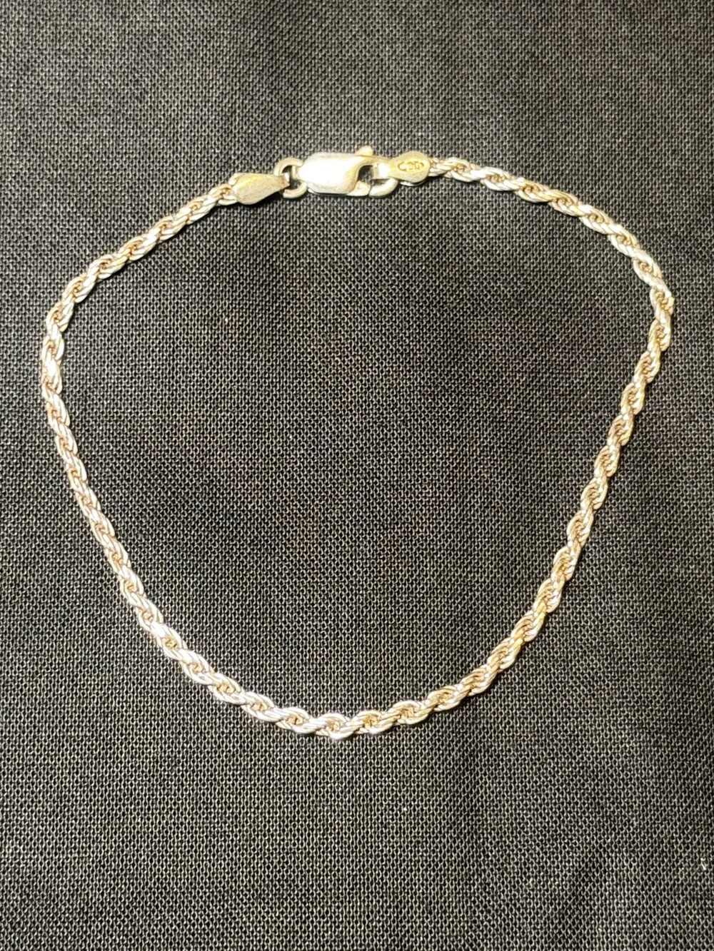 925 Sterling Silver Italy Rope Chain Bracelet – 8” Twisted Link Bracelet